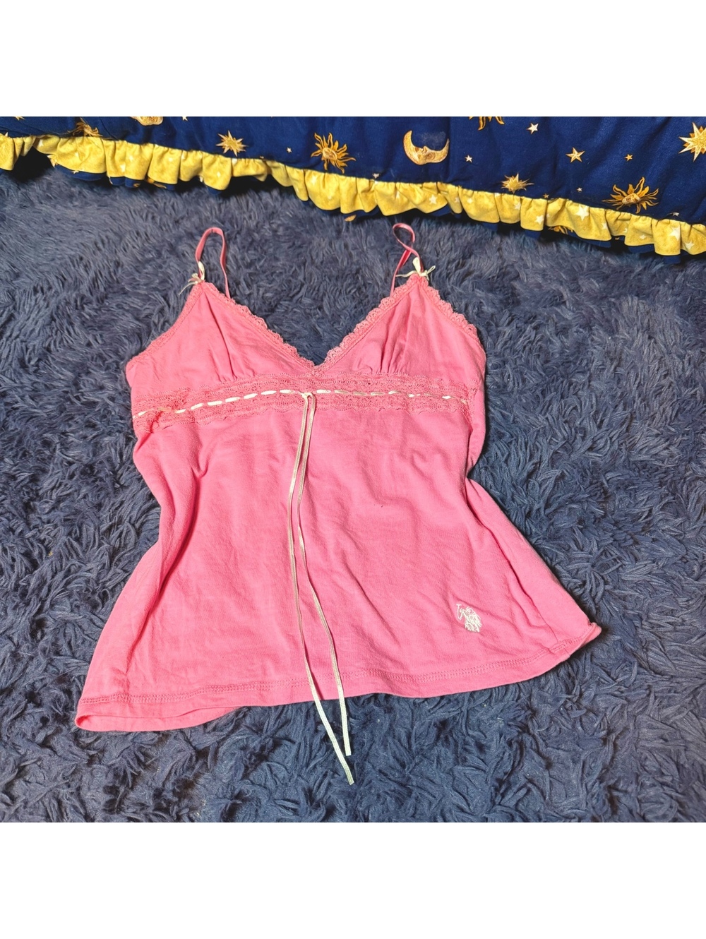 Y2k Pink Baby Doll Lace Trimmed Tank Top